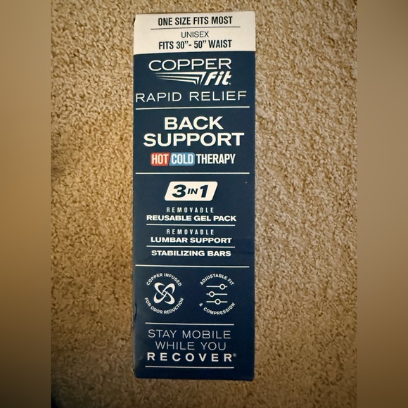 NWT Copper Fit Black Back Support - Picture 2 of 5